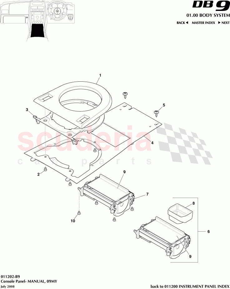 Console Panel (Manual) (2009) of Aston Martin Aston Martin DB9 (2004-2012)