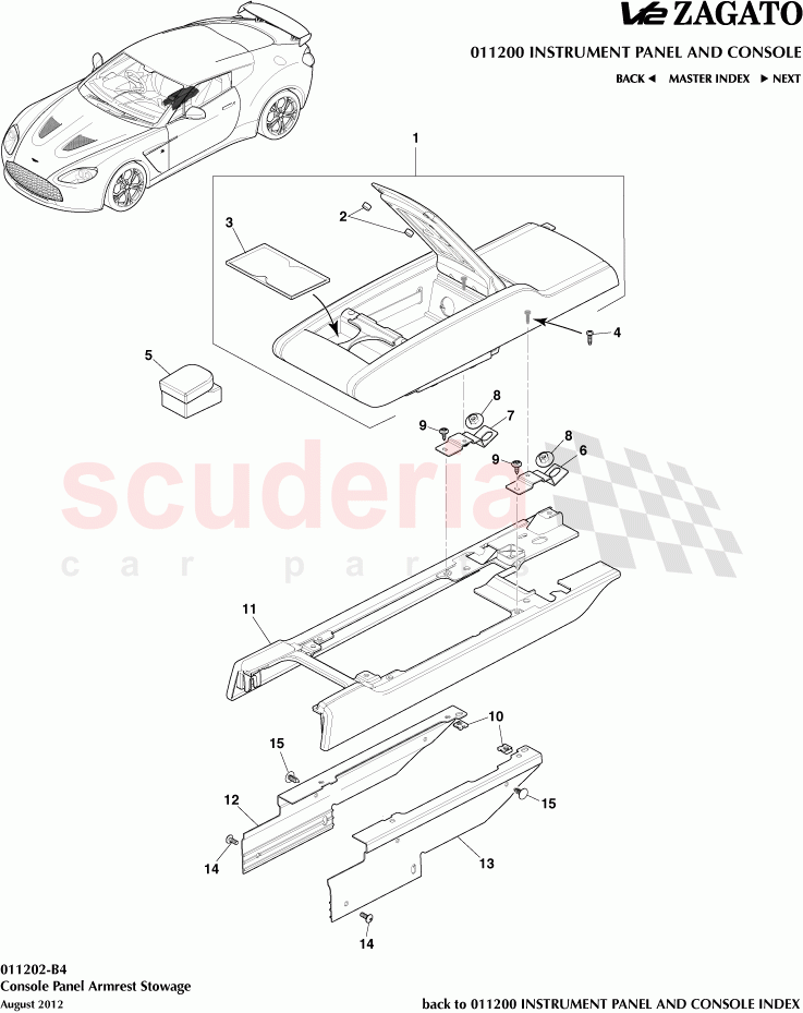 Console Panel Armrest Stowage of Aston Martin Aston Martin V12 Zagato