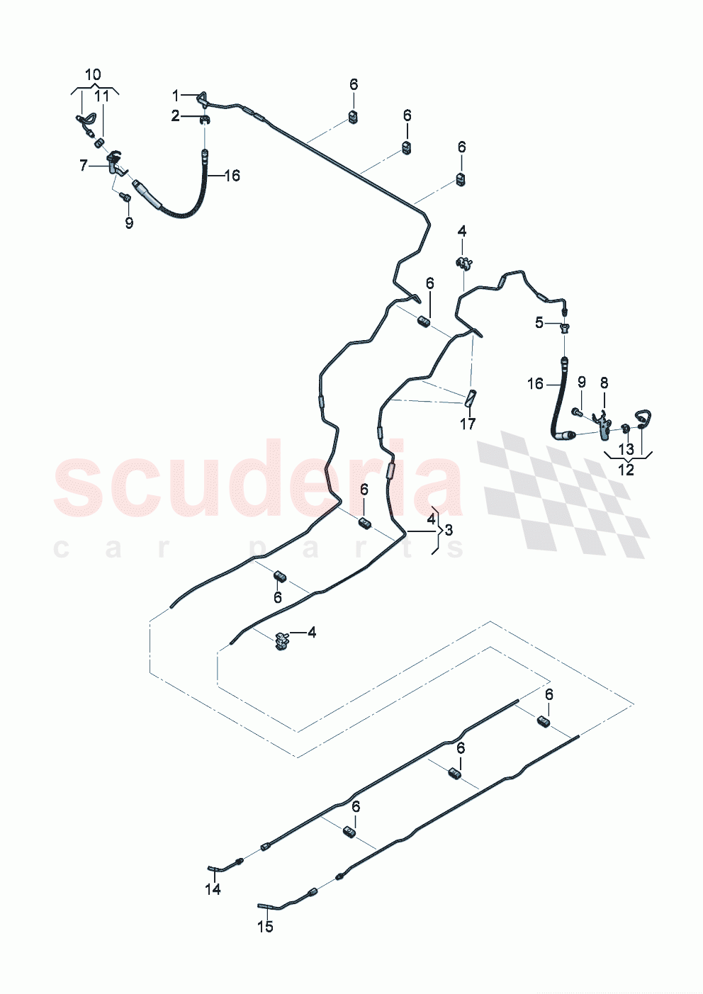 Brake pipe Brake hose Retainer for brake pipe For vehicles with ceramic brake disc of Bentley Bentley New Continental Convertible (2019-2024)