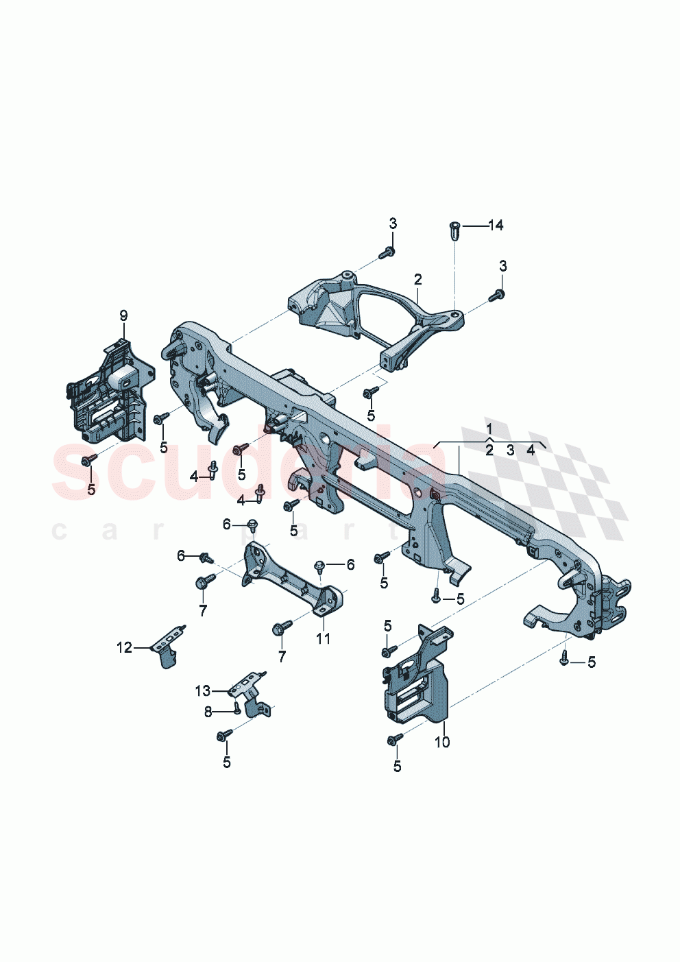 Cross member for dash panel dashboard carrier of Bentley Bentley New Continental Convertible (2019-2024)