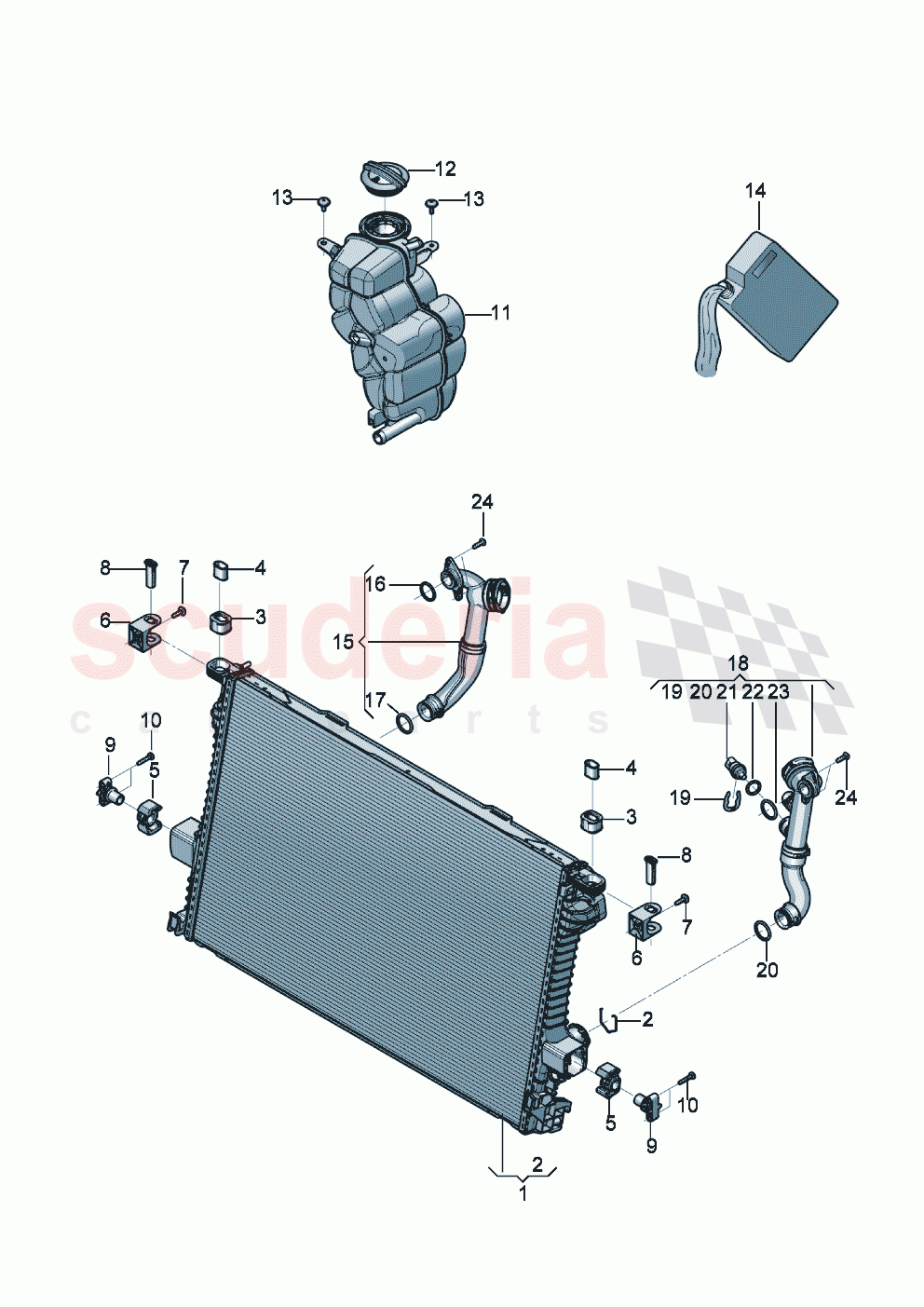 Cooler for coolant Coolant expansion tank Coolant additive of Bentley Bentley New Continental Convertible (2019-2024)
