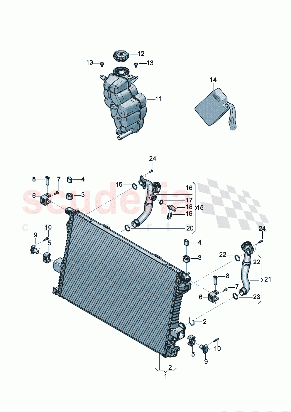 Cooler for coolant Coolant expansion tank Coolant additive of Bentley Bentley New Continental Convertible (2019-2024)