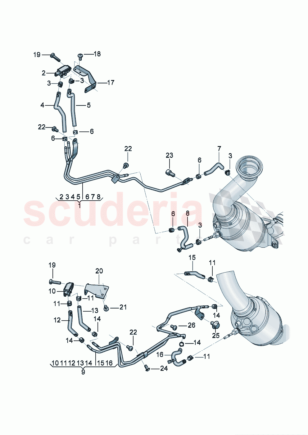 Control line with pressure difference sender Bracket for diff. pressure sensor of Bentley Bentley New Continental Convertible (2019-2024)