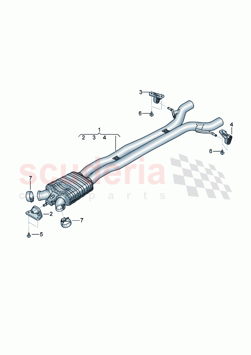 Exhaust pipe with front silencer of Bentley Bentley New Continental Convertible (2019-2024)