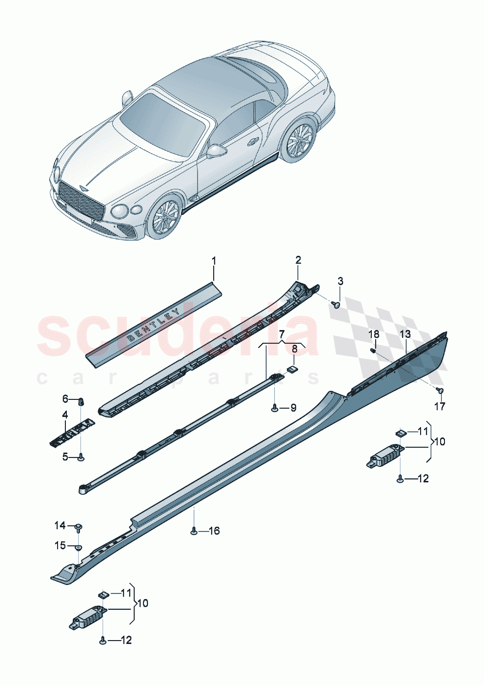 Trim for side section- sill D - MJ 2021>> - MJ 2021 of Bentley Bentley New Continental Convertible (2019-2024)