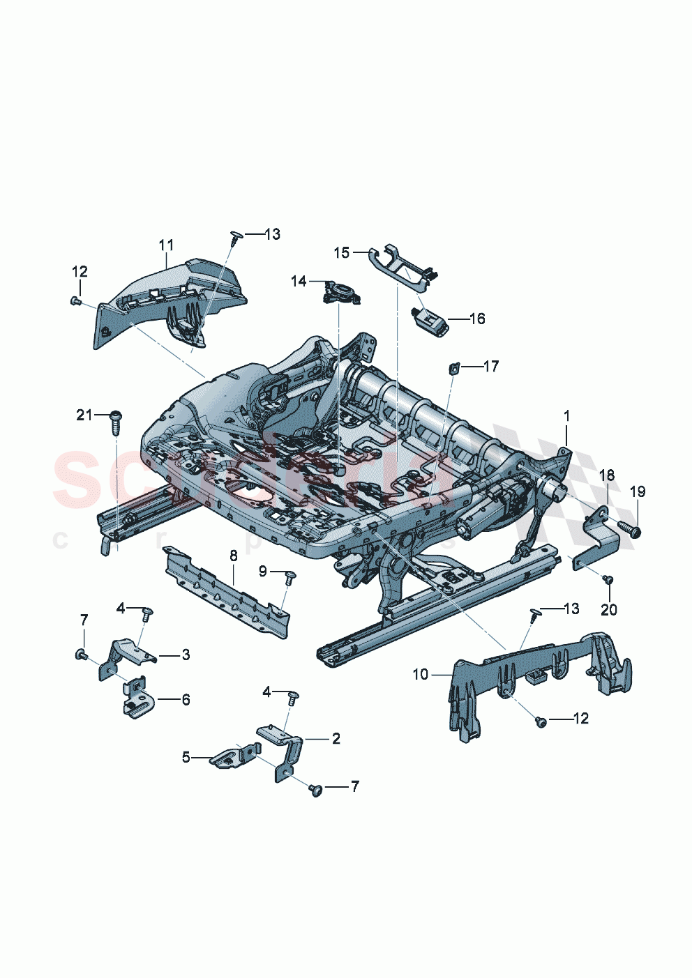 Seat frame (electrically adjustable) of Bentley Bentley New Continental Convertible (2019-2024)