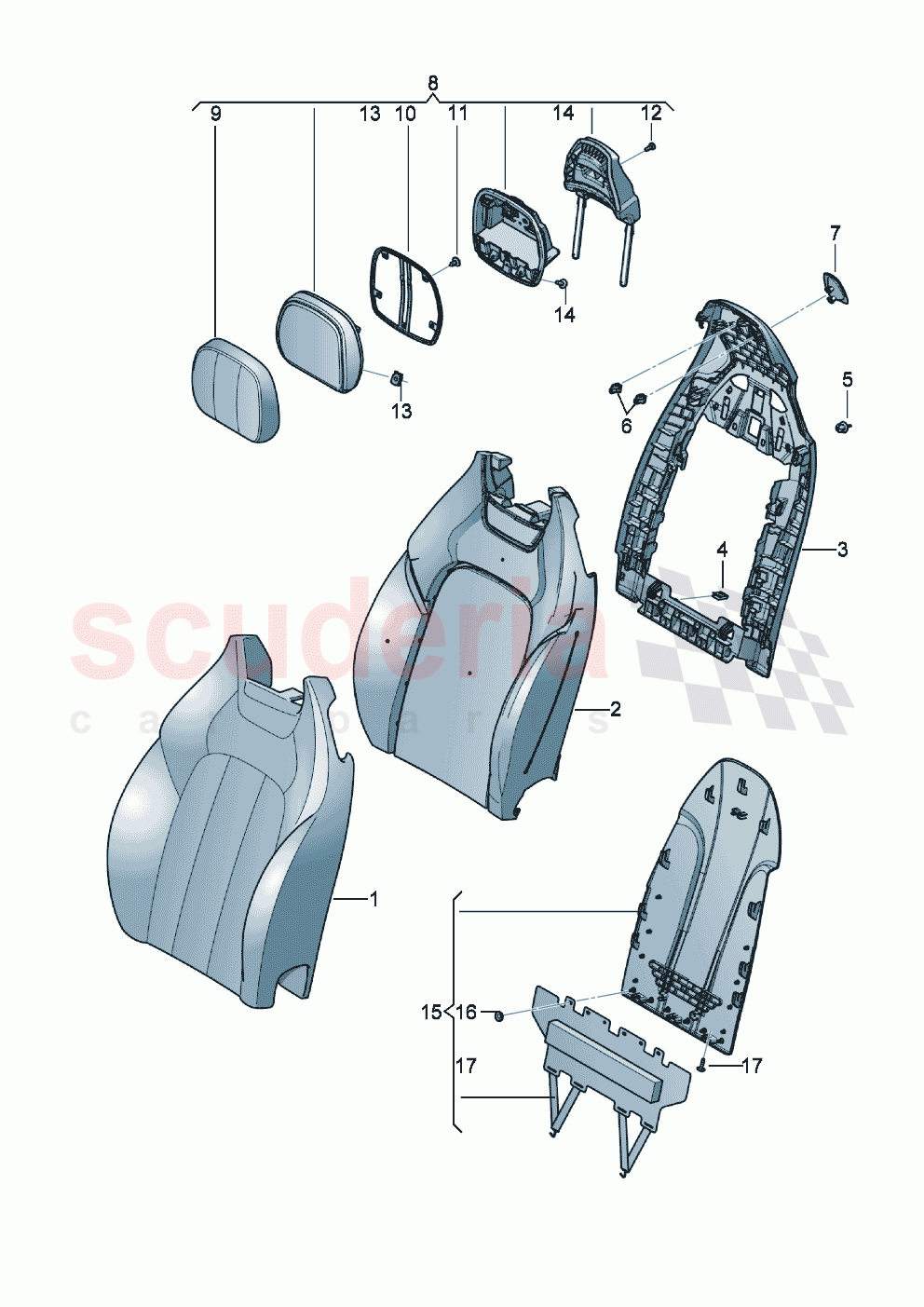 Seat back trim head restaints D - MJ 2023>> of Bentley Bentley New Continental Convertible (2019-2024)