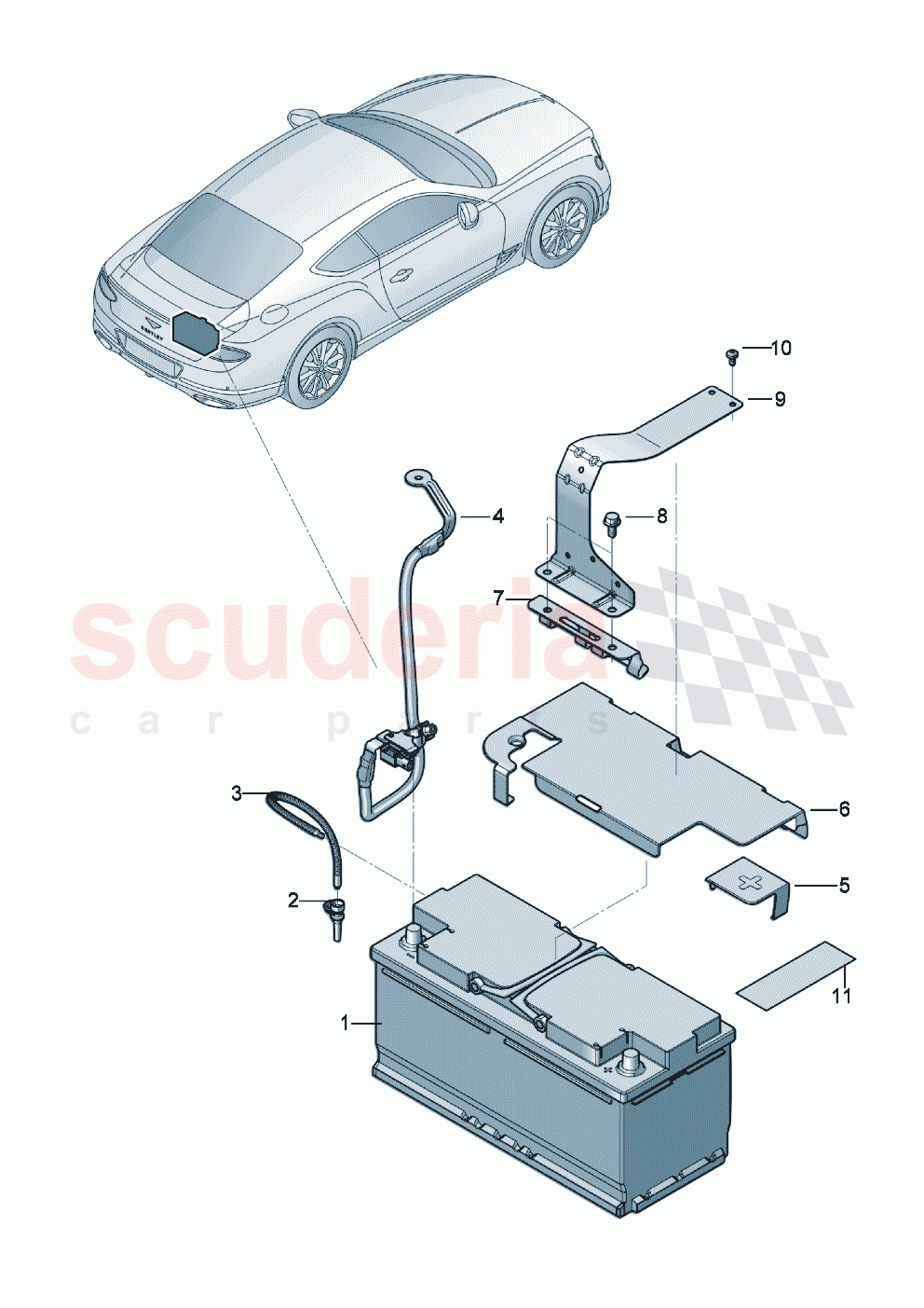 Battery battery mounting of Bentley Bentley New Continental GT (2019-2024)