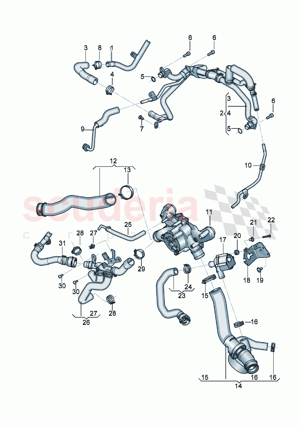 Coolant hoses and pipes Engine of Bentley Bentley New Continental GT (2019-2024)