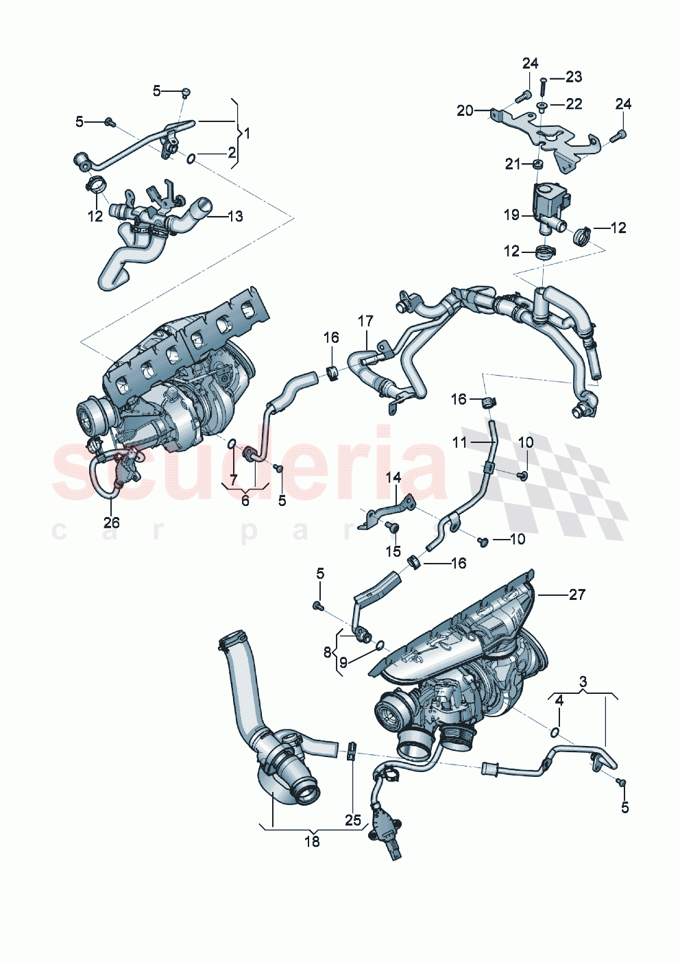 Coolant cooling system for turbocharger of Bentley Bentley New Continental GT (2019-2024)