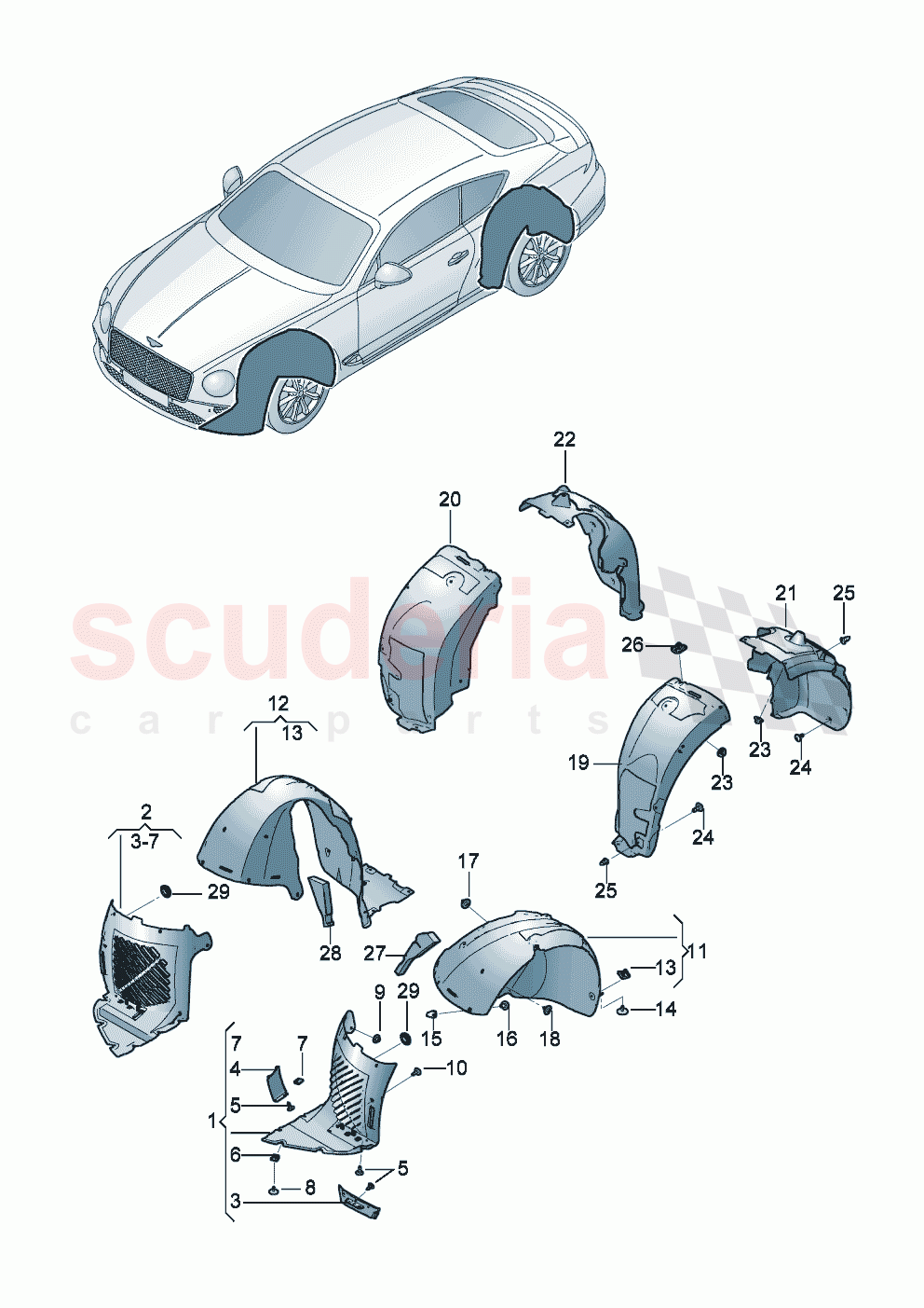 Wheel housing liner D >> - MJ 2020 of Bentley Bentley New Continental GT (2019-2024)