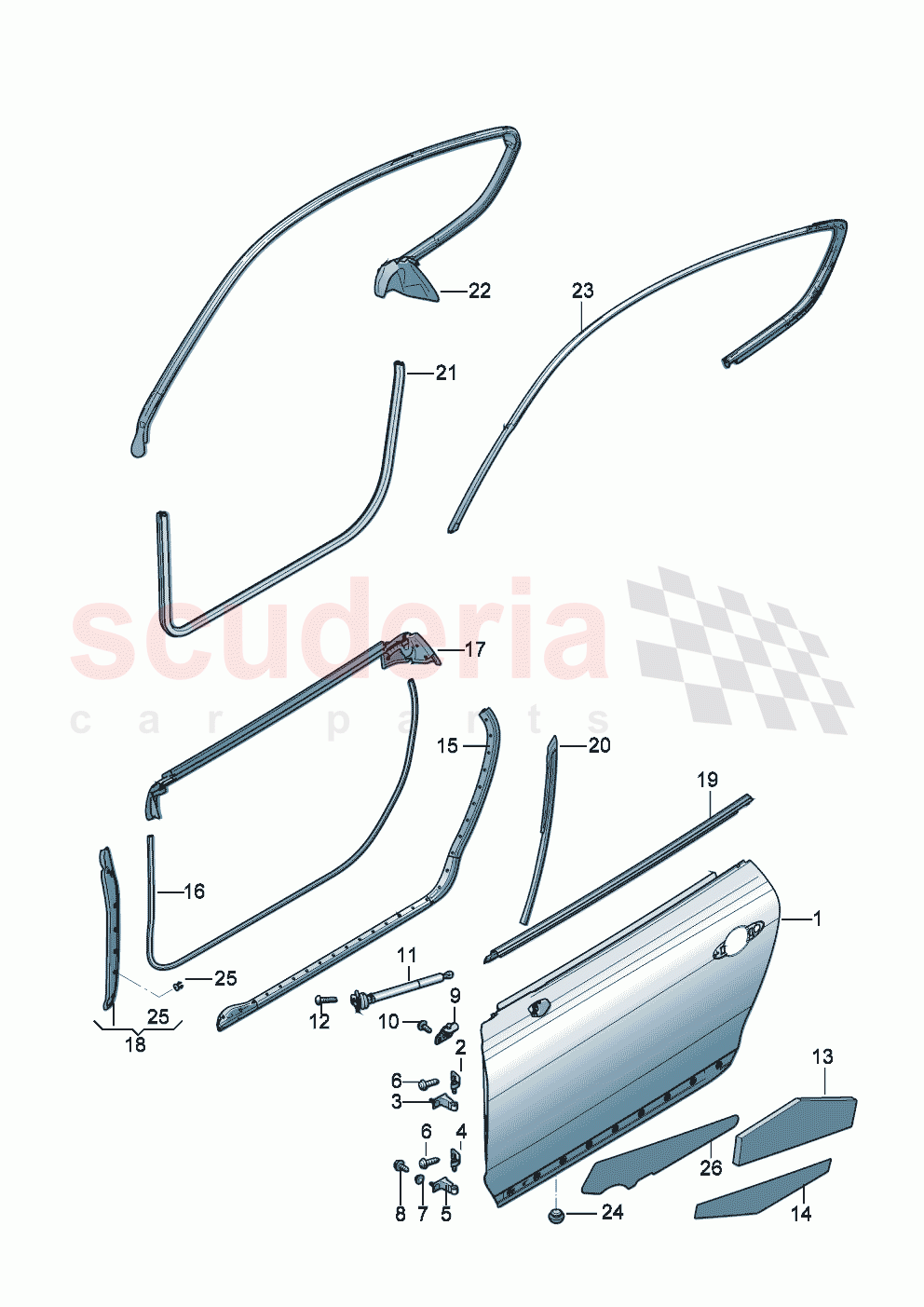 Door Window aperture seal Door seal of Bentley Bentley New Continental GT (2019-2024)