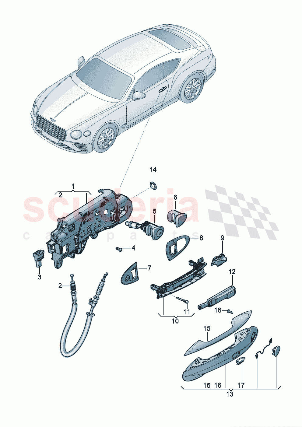 Door handle, exterior of Bentley Bentley New Continental GT (2019-2024)