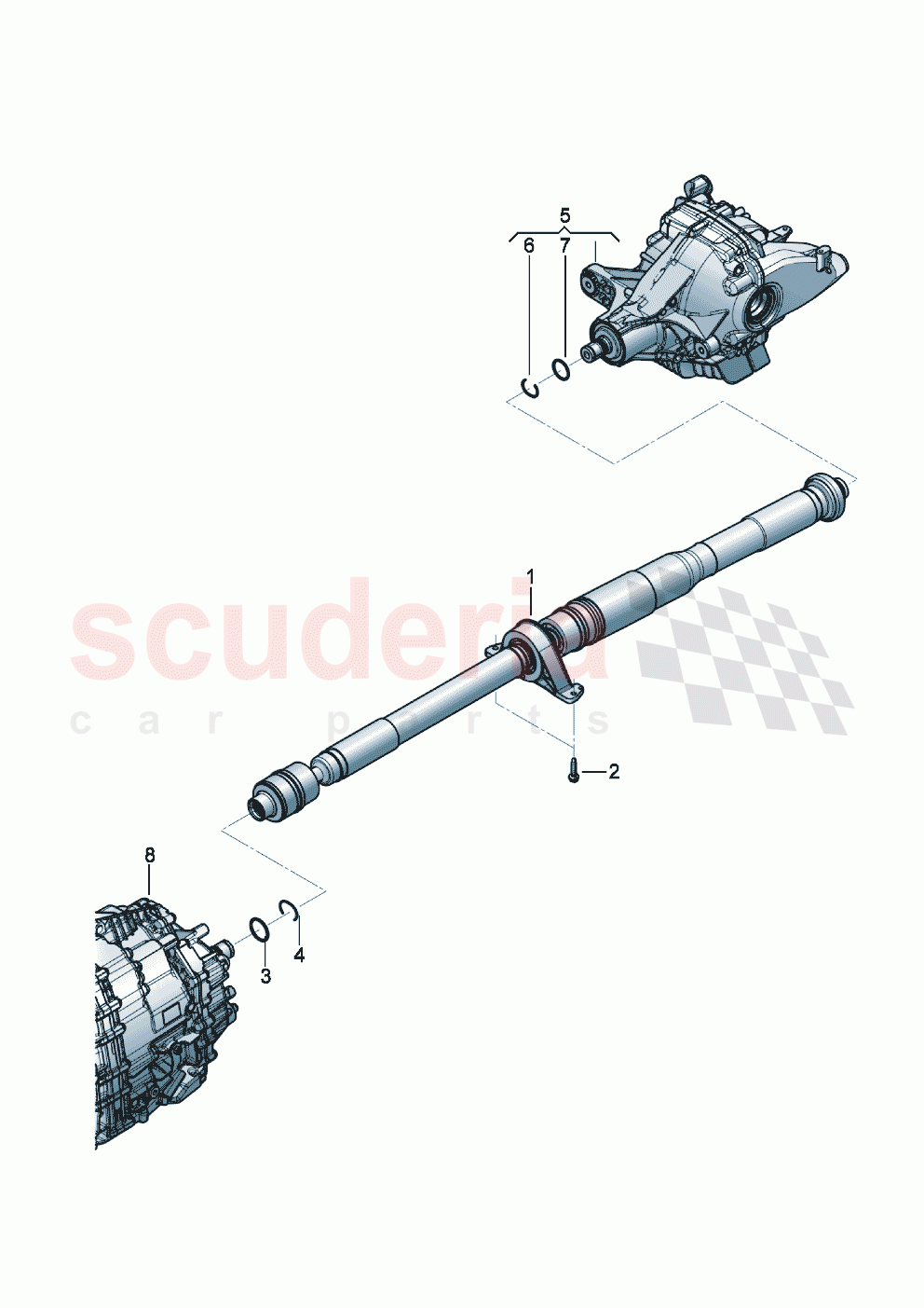 propeller shaft 2-piece with intermediate bearing for 8-speed automatic gearbox of Bentley Bentley New Continental GT (2019-2024)