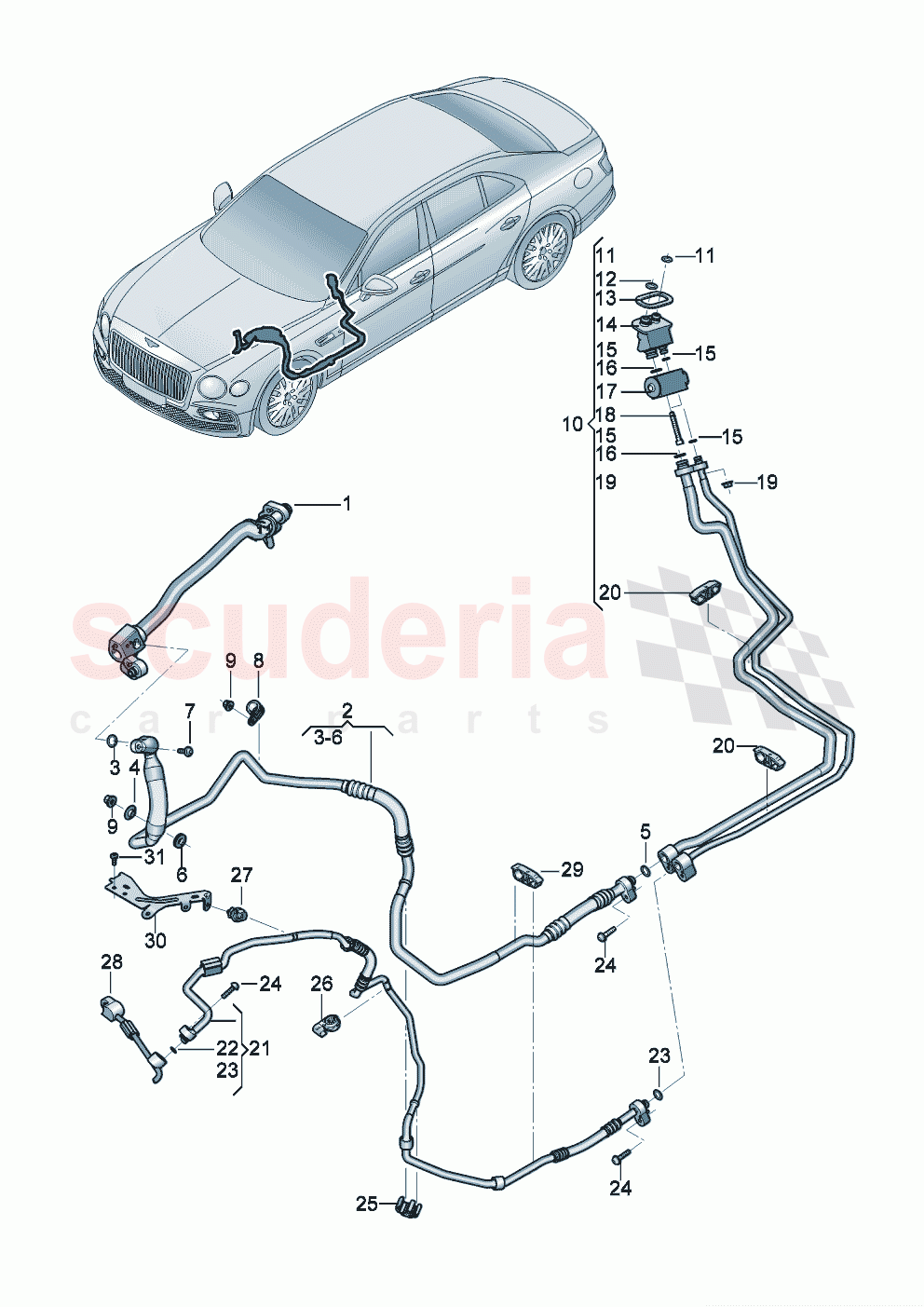 refrigerant circuit for vehicles with 2nd evaporator of Bentley Bentley New Flying Spur (2020-2024)