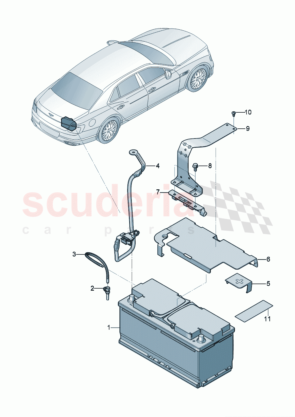 Battery battery mounting of Bentley Bentley New Flying Spur (2020-2024)