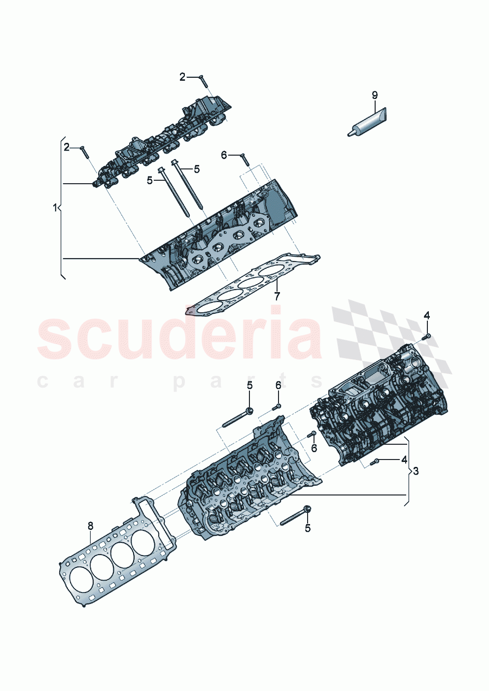 Cylinder head with valves (without camshaft) Cylinder head gasket of Bentley Bentley New Flying Spur (2020-2024)