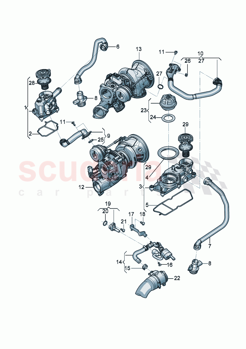 Crankcase housing ventilation D - MJ 2024>> of Bentley Bentley New Flying Spur (2020-2024)