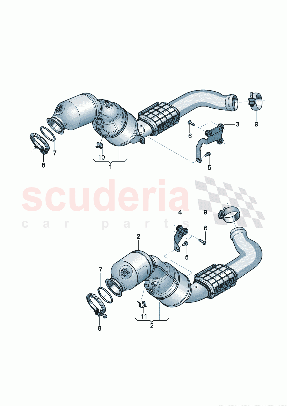 Exhaust pipe with catalyst and particulate filter Retainer for exhaust pipe of Bentley Bentley New Flying Spur (2020-2024)