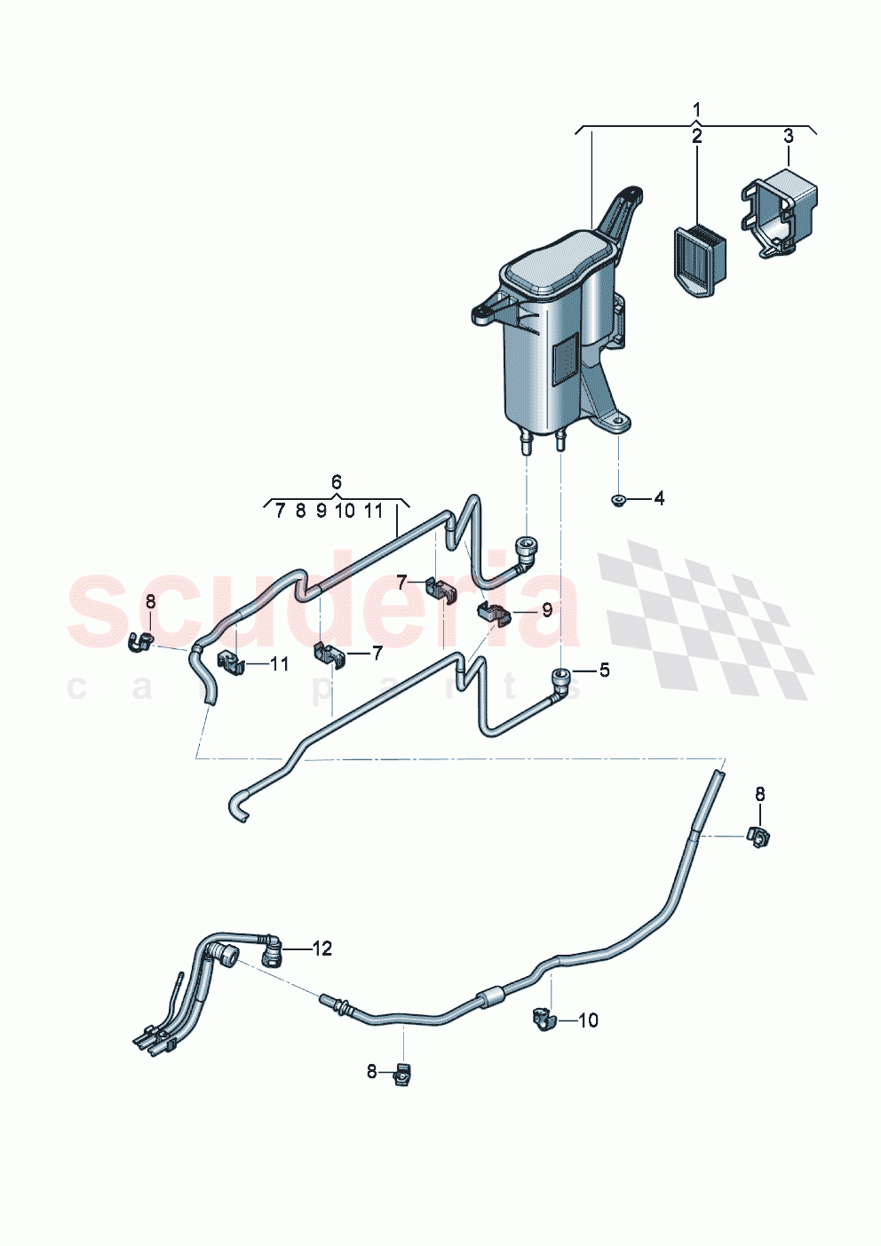 vapour container for activated charcoal canister ventilation for fuel tank of Bentley Bentley New Flying Spur (2020-2024)