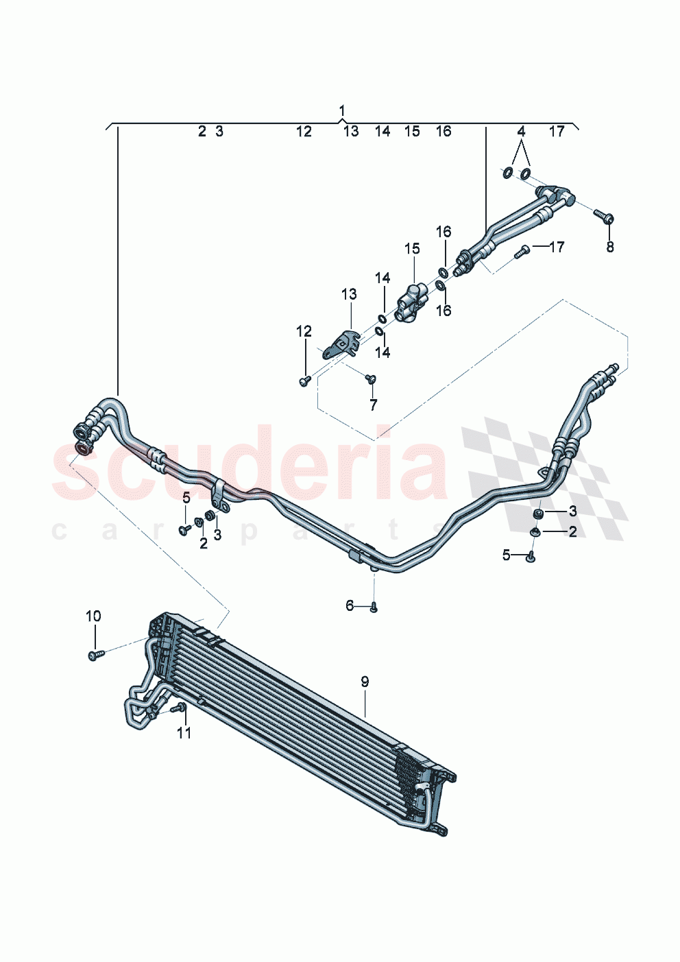 oil pressure line for gearbox oil cooling Gear oil cooler of Bentley Bentley New Flying Spur (2020-2024)
