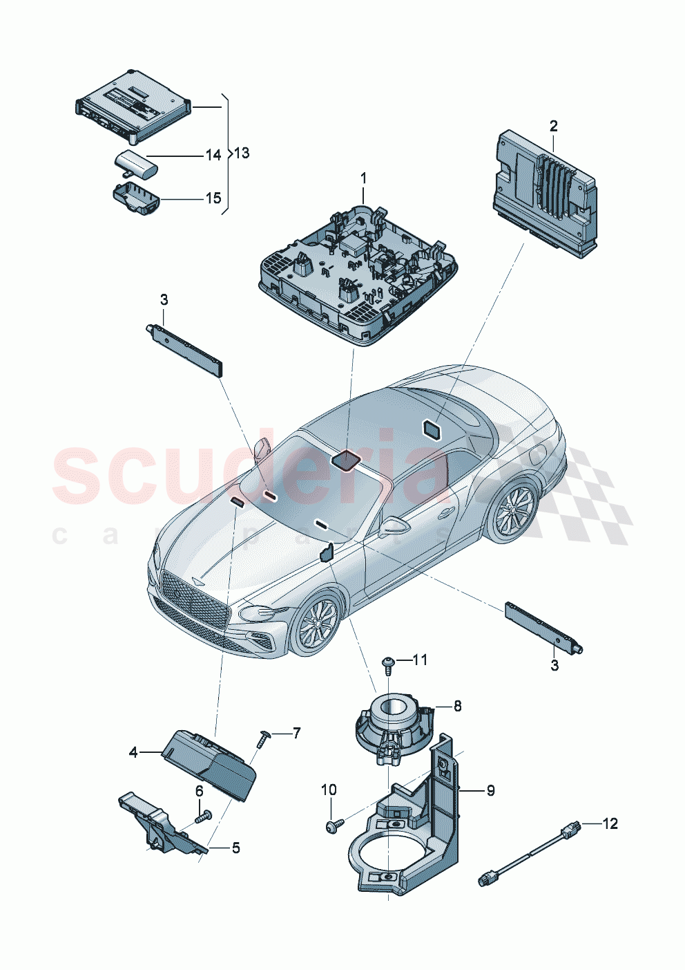 Control unit for emerg. call module and communications unit of Bentley Bentley New Continental Convertible (2025-2026)