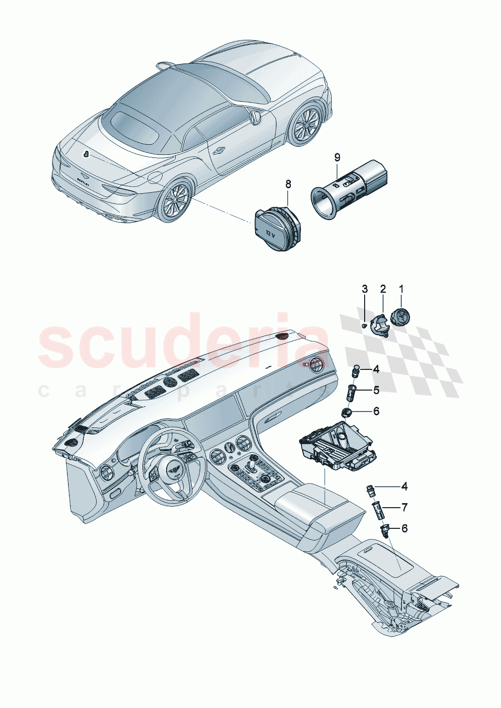Analogue clock Cigarette lighter of Bentley Bentley New Continental Convertible (2025-2026)