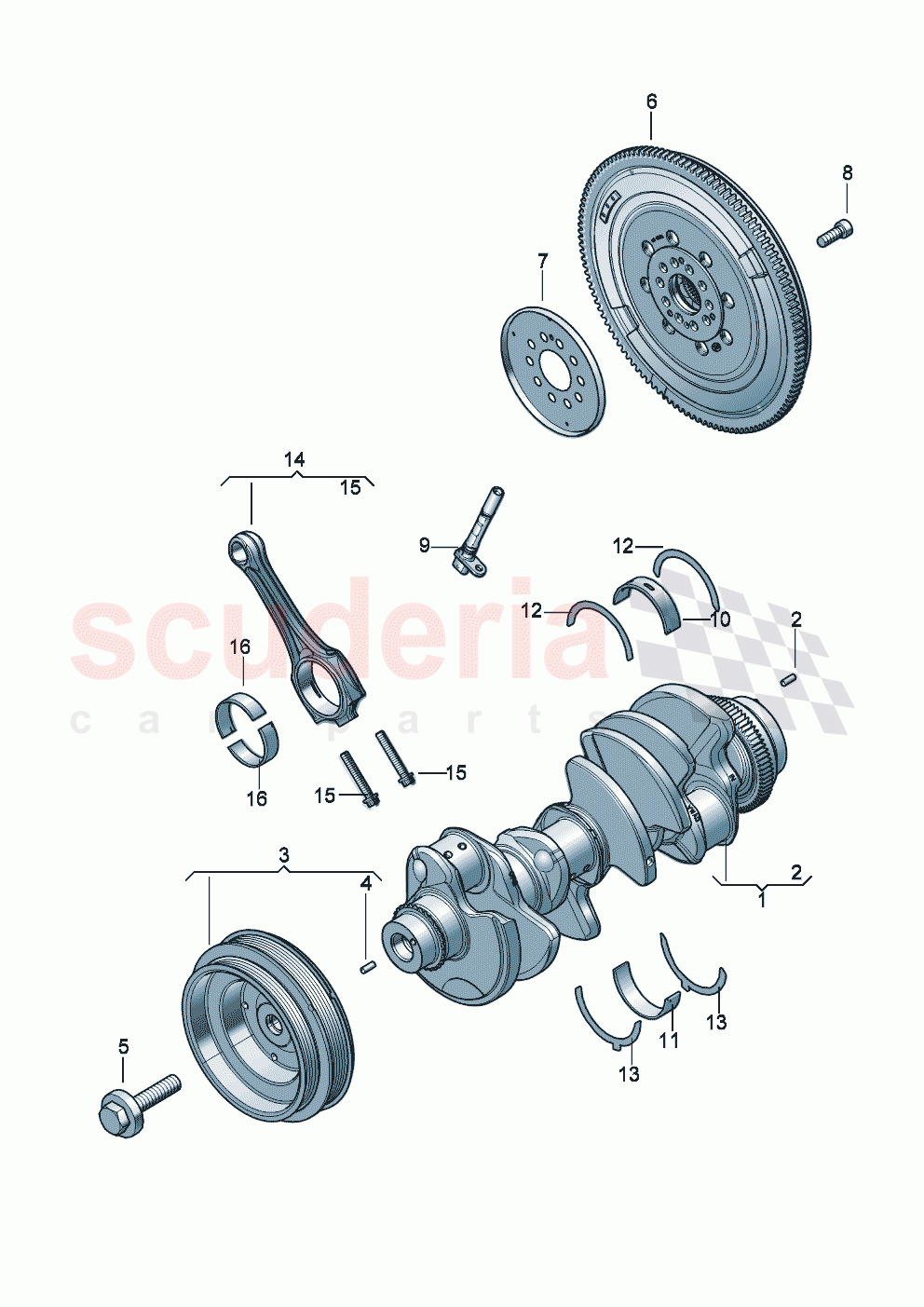 flywheel V-belt pulley with vibration damper Crankshaft conrod bearing shell of Bentley Bentley New Continental Convertible (2025-2026)