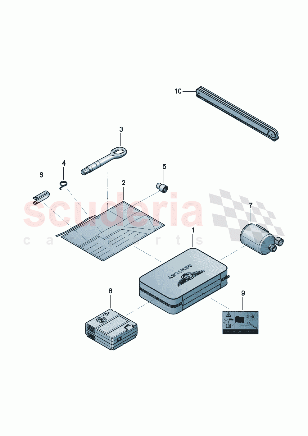Vehicle tools breakdown set with compressor of Bentley Bentley New Continental Convertible (2025-2026)