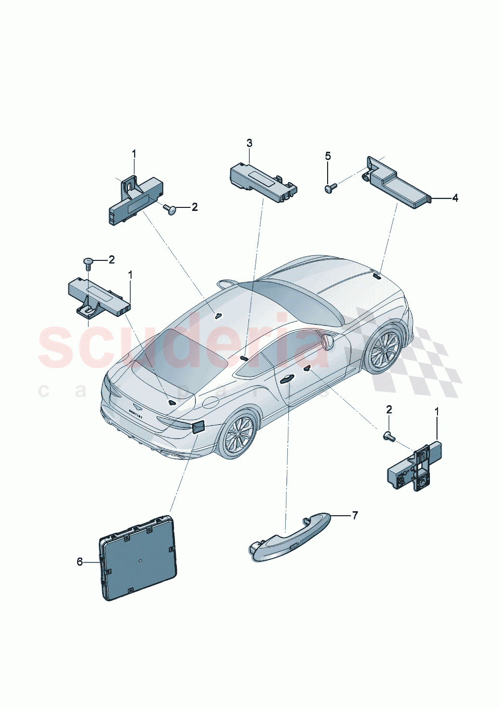 Aerial for access and start authorisation (KESSY) of Bentley Bentley New Continental GT (2025-2026)