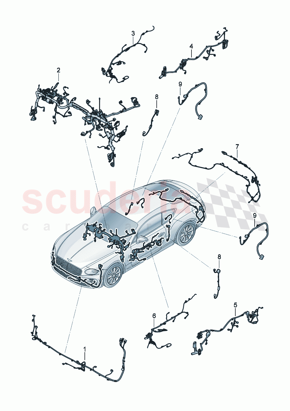 Additional wiring sets bumper dashboard doors of Bentley Bentley New Continental GT (2025-2026)