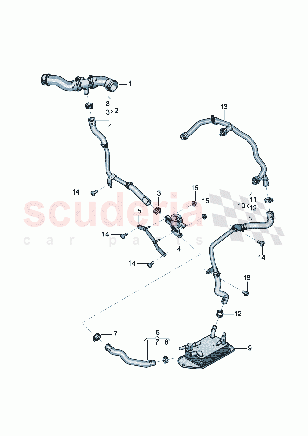 Coolant hoses and pipes Cooling system for gear oil of Bentley Bentley New Flying Spur (2025-2026)