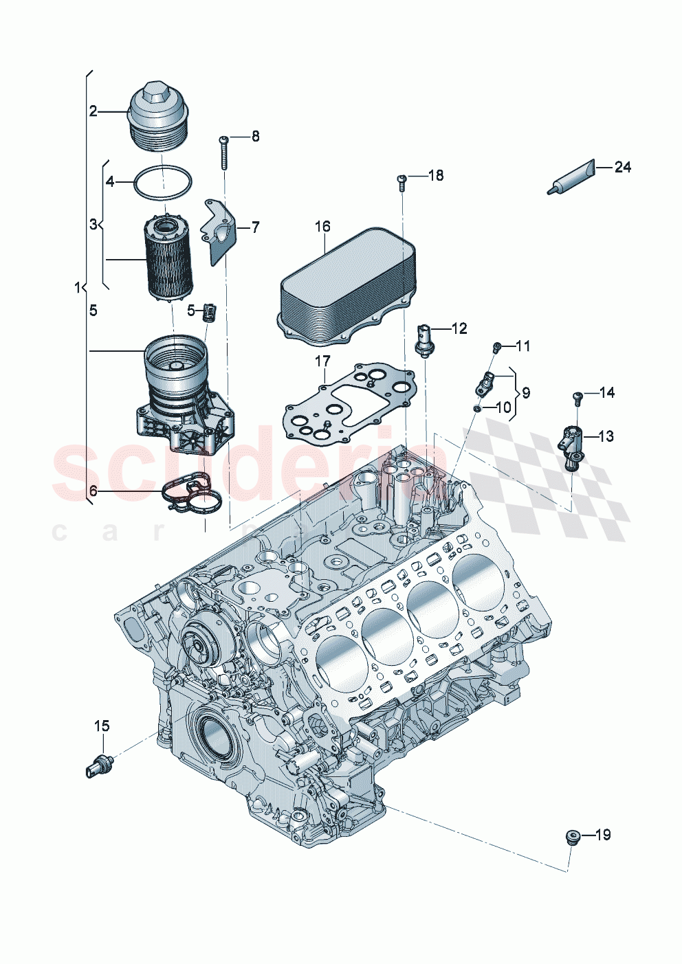 oil filter with flange Oil cooler Sensors of Bentley Bentley New Flying Spur (2025-2026)