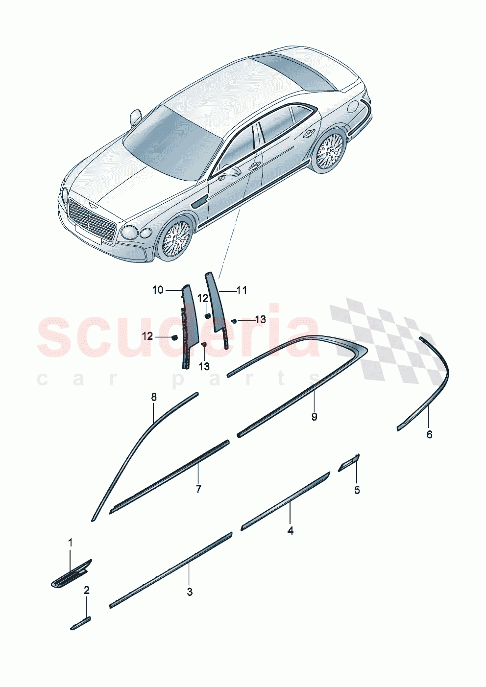 trim strip for fender, door, side panel of Bentley Bentley New Flying Spur (2025-2026)