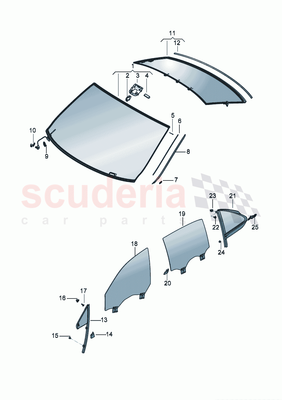 Windscreen Rear and side window of Bentley Bentley New Flying Spur (2025-2026)