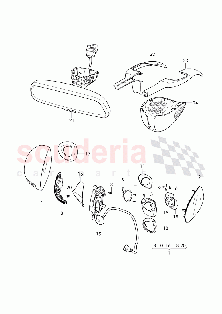 Interior/exterior mirror, D - MJ 2010>> of Bentley Bentley Continental GTC (2006-2010)