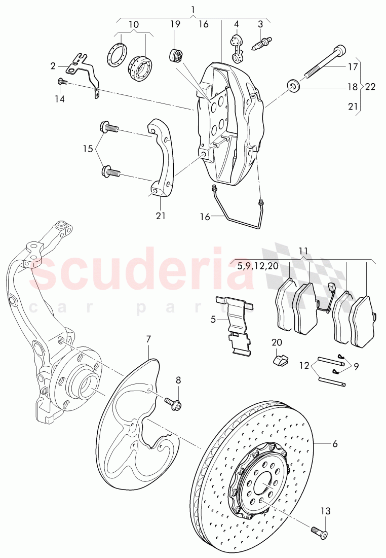 brake caliper, splash shield for brake disc, for vehicles with ceramic, brake disc of Bentley Bentley Continental GT (2011-2018)
