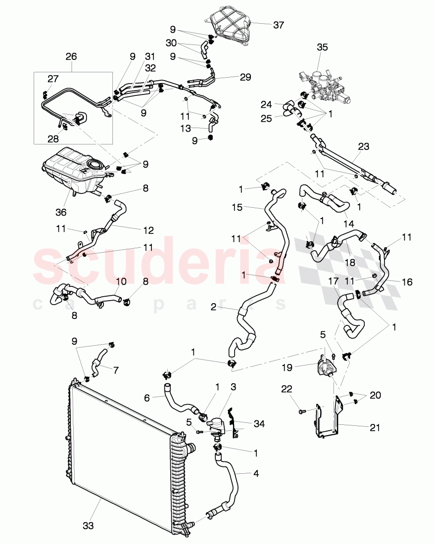 Coolant hoses and pipes, Engine bay, F >> 3W-6-039 272 of Bentley Bentley Continental Flying Spur (2006-2012)