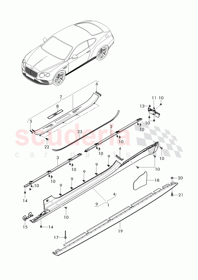 sill panel trim, scuff plate - sill panel of Bentley Bentley Continental Supersports (2017+)