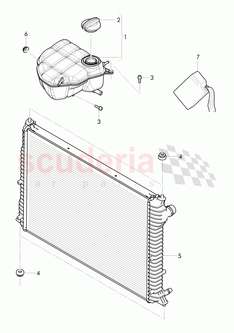 Coolant radiator, reservoir with attachment, parts of Bentley Bentley Continental GTC (2011+)