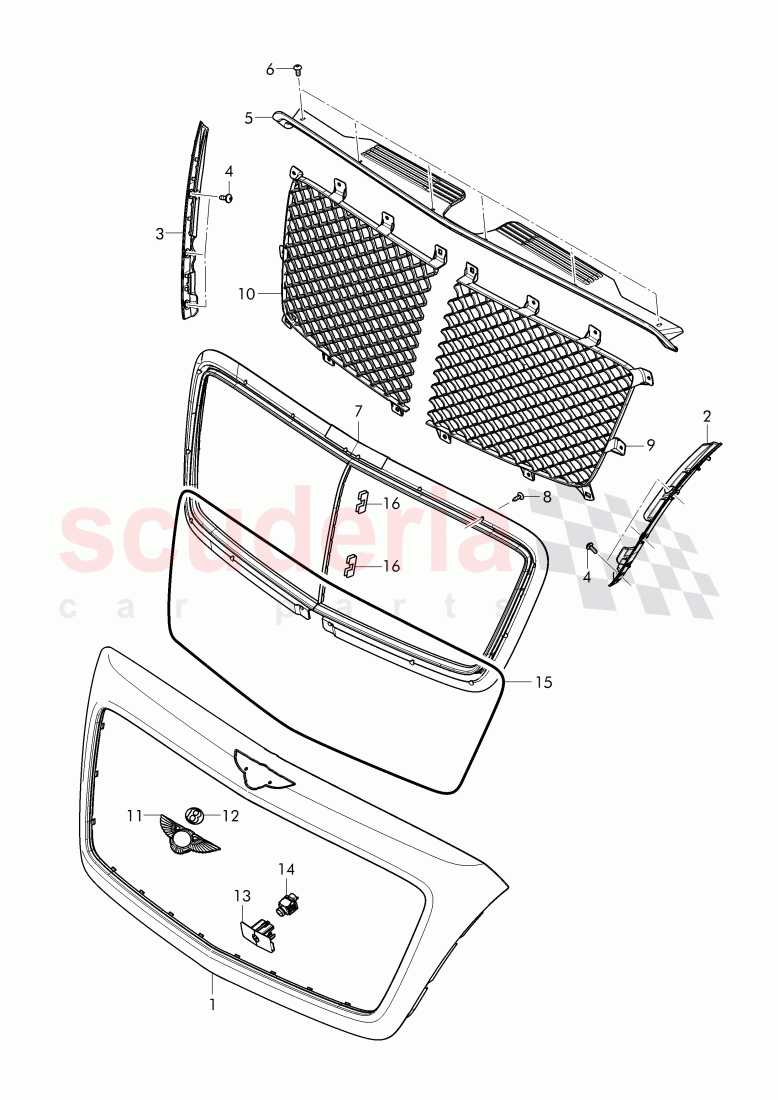 radiator grille, Emblem 'Bentley-Wings' of Bentley Bentley Bentayga (2015-2020)