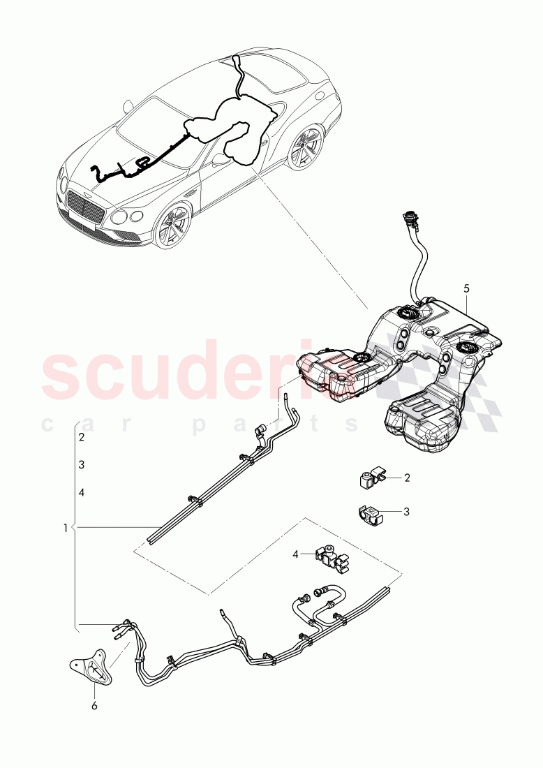 1 set of fuel lines, clip of Bentley Bentley Continental Supersports (2017+)