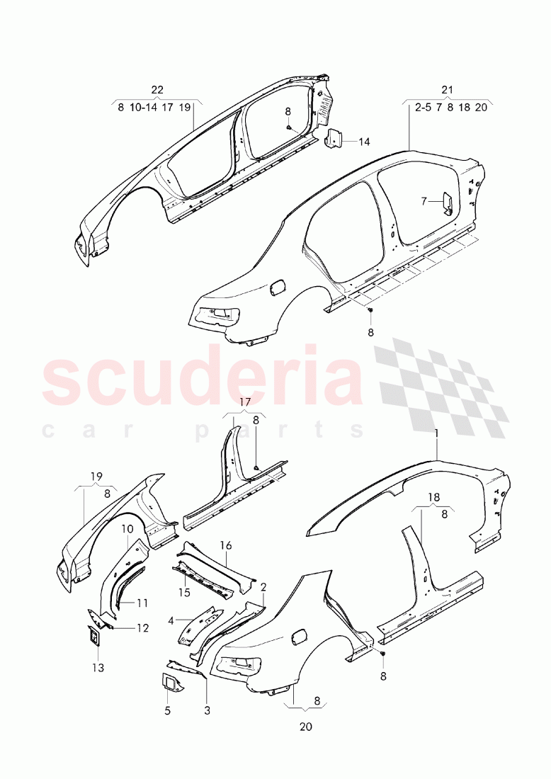 fender, side panel frame of Bentley Bentley Continental Flying Spur (2013+)