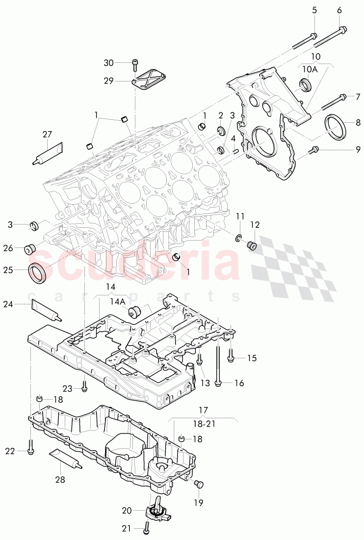crankcase, oil pan, sealing flange of Bentley Bentley Continental Supersports Convertible (2017+)