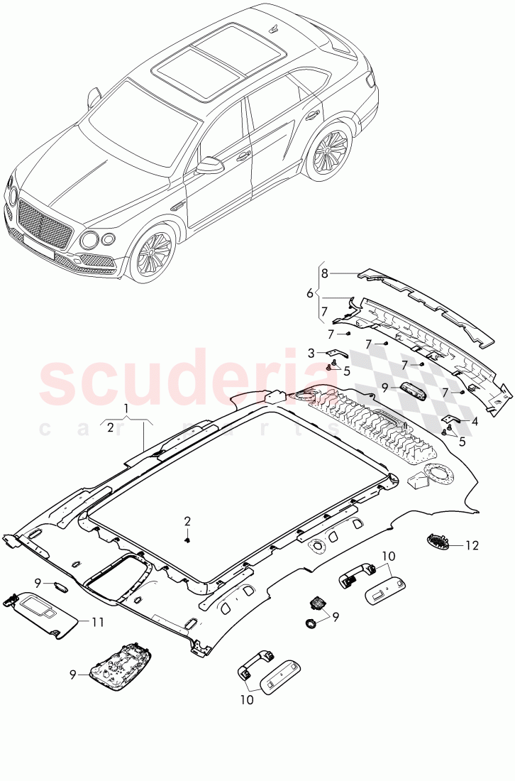 roof trim panel of Bentley Bentley Bentayga (2015-2020)