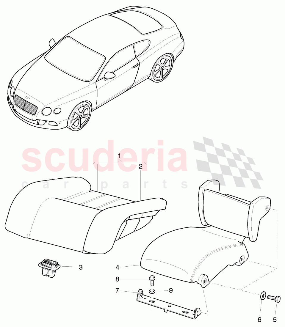 rear seat, cushion (leather), D - MJ 2016>> of Bentley Bentley Continental GT (2011-2018)