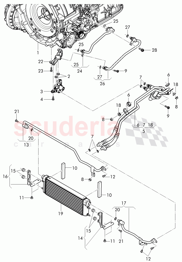oil pressure line for gear oil cooling, Gear oil cooler of Bentley Bentley Continental Supersports (2017+)