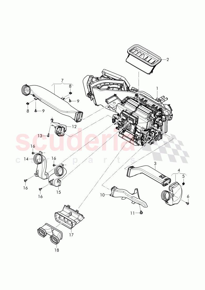 air duct for rear footwell heating of Bentley Bentley Bentayga (2015-2020)