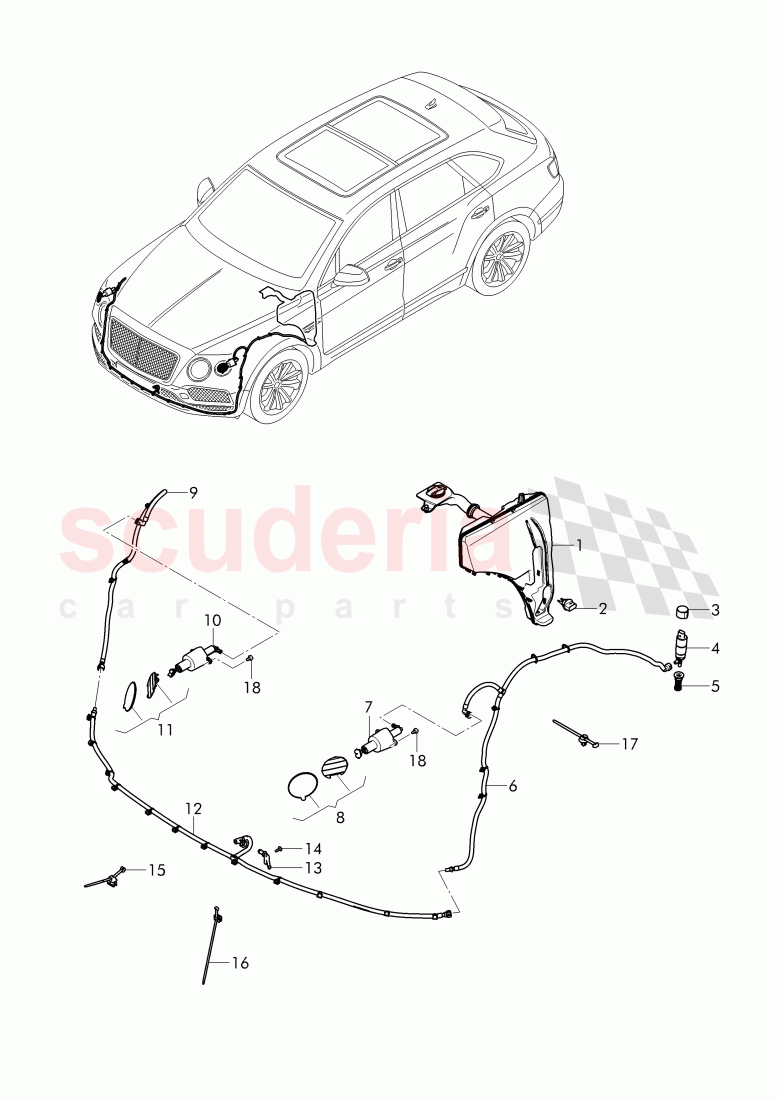 headlight washer system of Bentley Bentley Bentayga (2015-2020)