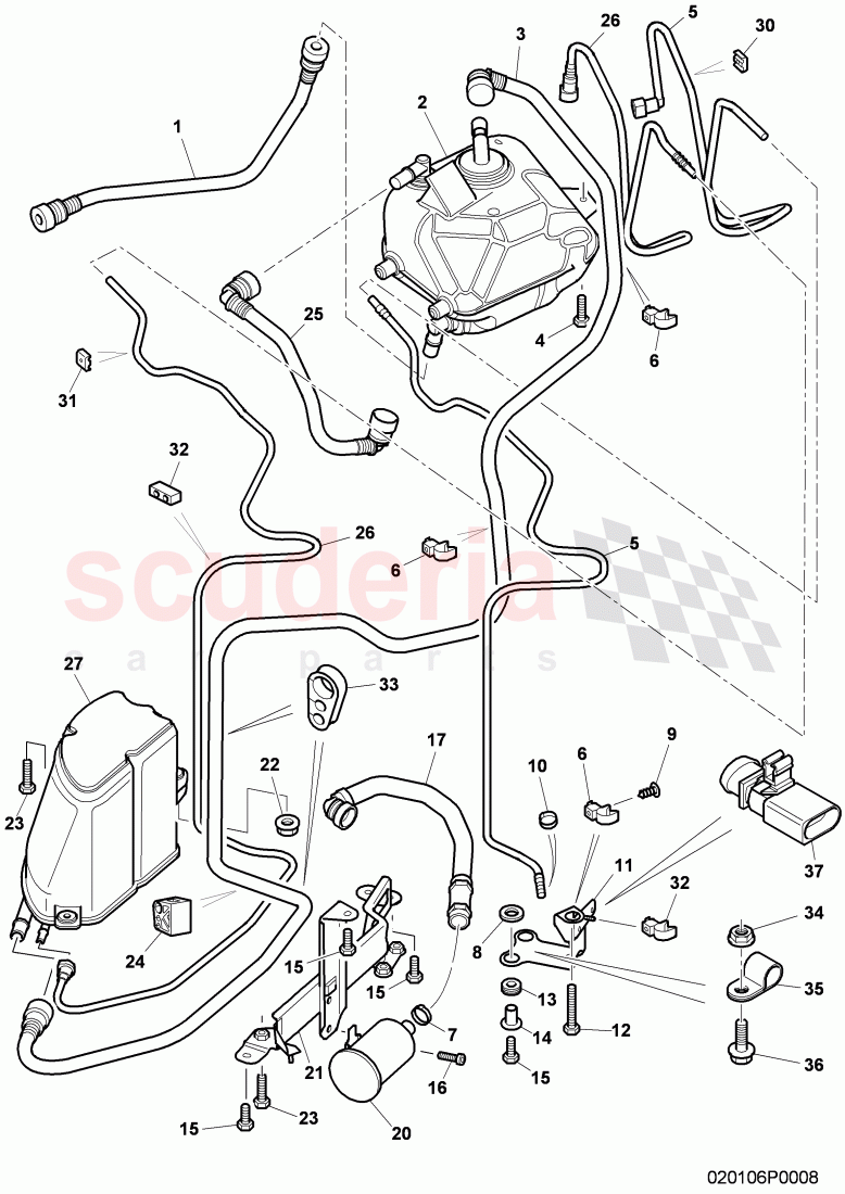 Carbon Canister (NO LDP), ventilation for fuel tank, F 3W-8-053 599>> 3W-8-053 905 of Bentley Bentley Continental GT (2003-2010)